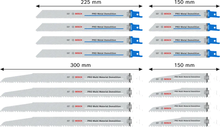 Juego de hojas de demolición Bosch PRO Tough Box, 16 piezas.